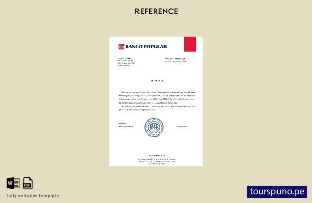 Plantilla de referencia del Banco Popular de Portugal lista para imprimir